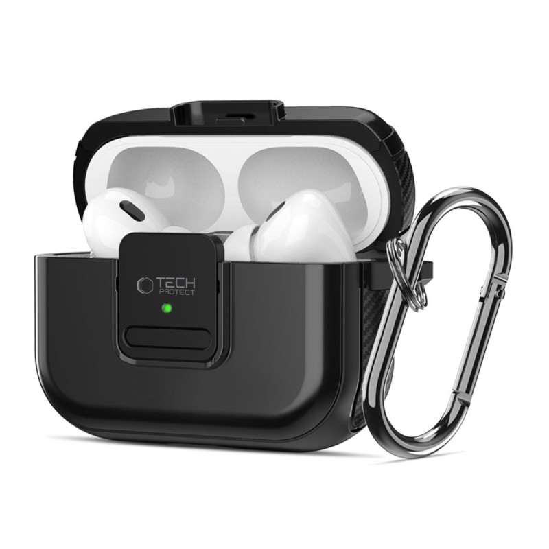 Tech-Protect Defender Hook MagSafe dėklas su karabinu, skirtas Apple AirPods Pro 1/ 2 – juodas Tech-Protect Defender Hook MagSafe dėklas su karabinu, skirtas Apple AirPods Pro 1/ 2 – juodas