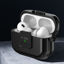 Tech-Protect Defender Hook MagSafe dėklas su karabinu, skirtas Apple AirPods Pro 1/ 2 – juodas