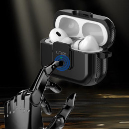 Tech-Protect Defender Hook MagSafe dėklas su karabinu, skirtas Apple AirPods Pro 1/ 2 – juodas