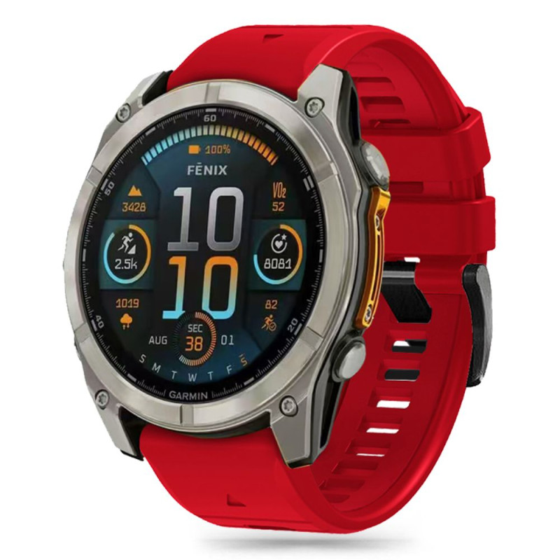 Tech-Protect silikoninis dirželis, skirtas Garmin Fenix 5/ 6/ 6 Pro/ 7/ 8 (47 mm)/ E – raudonas