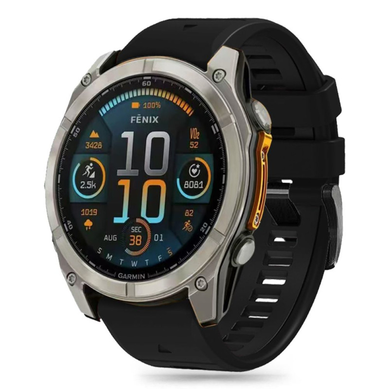 Tech-Protect silikoninis dirželis, skirtas Garmin Fenix 5/ 6/ 6 Pro/ 7/ 8 (47 mm)/ E – juodas