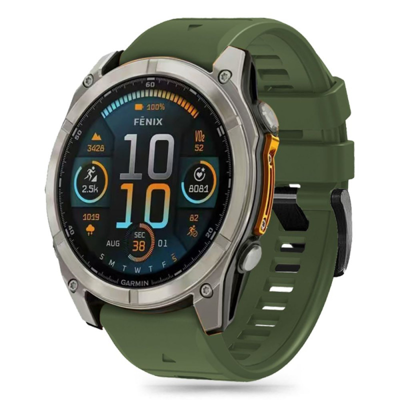 Tech-Protect silikoninis dirželis, skirtas Garmin Fenix 5/ 6/ 6 Pro/ 7/ 8 (47 mm)/ E – žalias