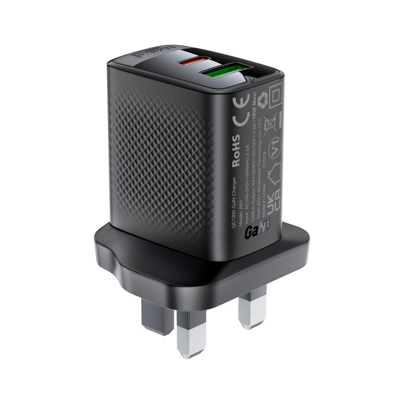 Acefast A99 30W GaN USB-C + USB-A sieninis įkroviklis (JK) – juodas