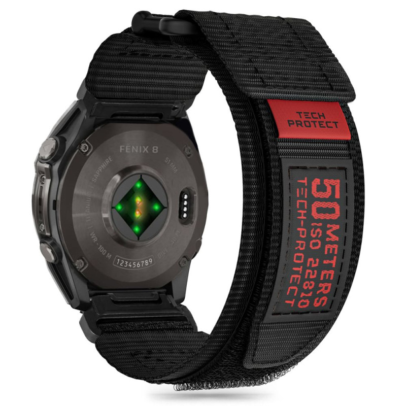 Tech-Protect Scout Pro dirželis, skirtas Garmin Fenix 5X / 5X PLUS / 6X / 6X Pro / 7X / 8 (51 MM) - juodas