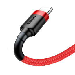 „Baseus Cafule“ kabelis Patvarus nailoninis USB / USB-C kabelis QC3.0 2A 3M raudonas (CATKLF-U09)