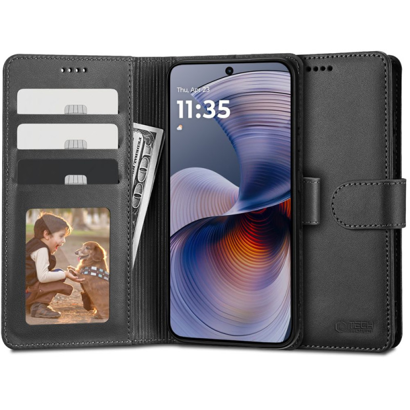 Tech-Protect Wallet dėklas, skirtas Motorola MOTO G55 5G - juodas