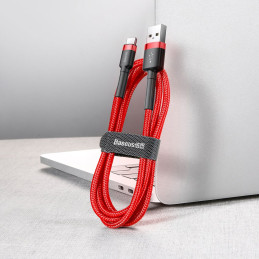 „Baseus Cafule“ kabelis Patvarus nailoninis USB / USB-C kabelis QC3.0 2A 3M raudonas (CATKLF-U09)