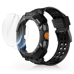 Supcase Unicorn Beetle Pro ir grūdinto stiklo 2 PACK dėklas, skirtas Samsung Galaxy Watch Ultra (47MM) – juodas