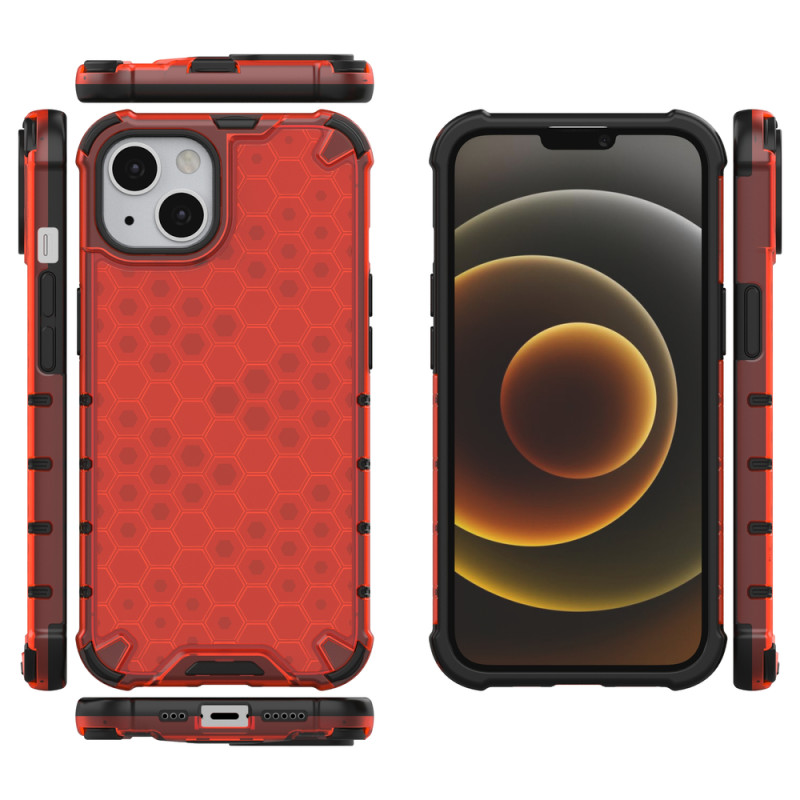 Korinis dėklas, šarvuotas dangtelis su gelio rėmeliu, iPhone 13, raudonas