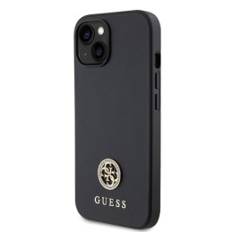 Guess Strass Metal Logo dėklas, skirtas iPhone 15 - juodas
