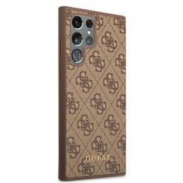 Guess GUHCS22LG4GFBR S22 Ultra S908 rudas/ rudas kietas dėklas 4G metalinis auksinis logotipas