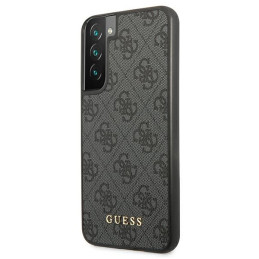 Guess GUHCS22SG4GFGR S22 S901 pilkas/ pilkas kietas dėklas 4G metalinis auksinis logotipas