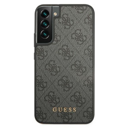 Guess GUHCS22SG4GFGR S22 S901 pilkas/ pilkas kietas dėklas 4G metalinis auksinis logotipas