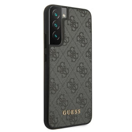 Guess GUHCS22SG4GFGR S22 S901 pilkas/ pilkas kietas dėklas 4G metalinis auksinis logotipas
