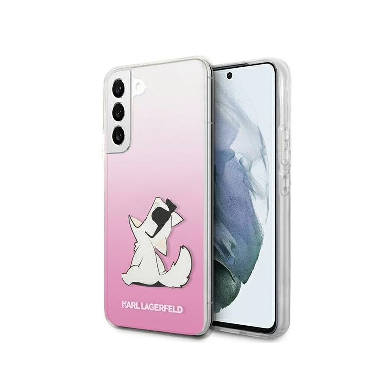 Karl Lagerfeld Choupette Eat dėklas, skirtas Samsung Galaxy S22+ - rožinis