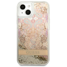 Guess Paisley Liquid Glitter dėklas iPhone 13 mini - auksinis