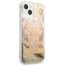 Guess Paisley Liquid Glitter dėklas iPhone 13 mini - auksinis