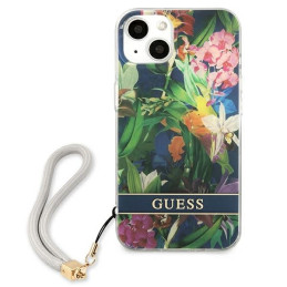 Guess Flower Strap dėklas iPhone 13 - mėlynas