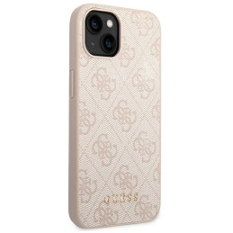 Guess GHUHCP14SG4GFPI iPhone 14 6,1 colio rožinis/ rožinis kietas dėklas, 4G metalinis auksinis logotipas