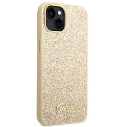 Guess Glitter Script dėklas iPhone 14 Plus - auksinis