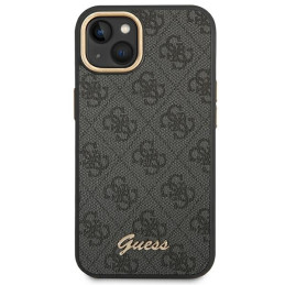 Guess 4G Vintage Gold Logo dėklas, skirtas iPhone 14 Plus - juodas