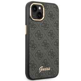 Guess 4G Vintage Gold Logo dėklas, skirtas iPhone 14 Plus - juodas