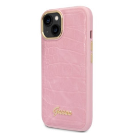 Guess Croco Collection dėklas iPhone 14 Plus - rožinis