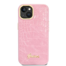 Guess Croco Collection dėklas iPhone 14 Plus - rožinis
