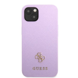 Guess Saffiano 4G Small Metal Logo dėklas, skirtas iPhone 13 - violetinė