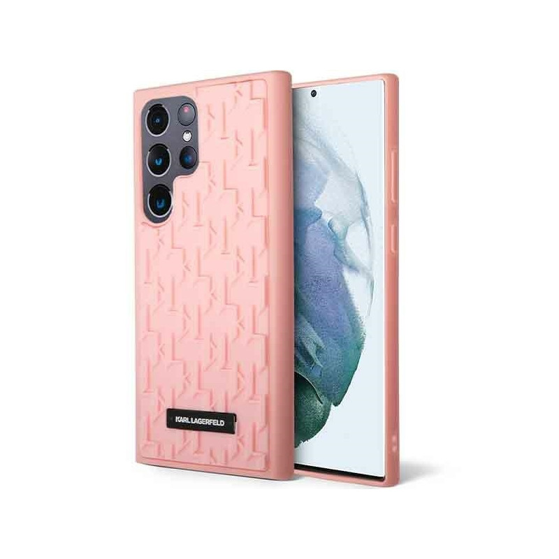 Karl Lagerfeld 3D Monogram dėklas, skirtas Samsung Galaxy S23 Ultra - rožinis