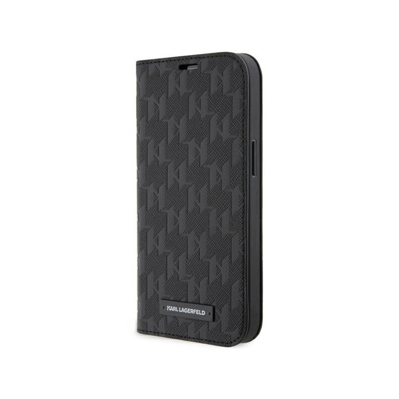 Karl Lagerfeld Saffiano Monogram dėklas iPhone 14 Pro - juodas