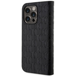Karl Lagerfeld Saffiano Monogram dėklas iPhone 14 Pro - juodas