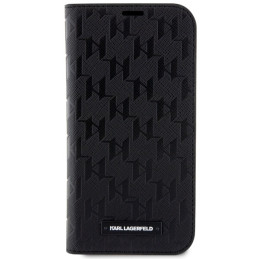 Karl Lagerfeld Saffiano Monogram dėklas iPhone 14 Pro - juodas