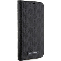 Karl Lagerfeld Saffiano Monogram dėklas iPhone 14 Pro - juodas