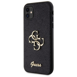 Guess Glitter Script Big 4G dėklas, skirtas iPhone 11 / Xr - juodas