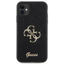 Guess Glitter Script Big 4G dėklas, skirtas iPhone 11 / Xr - juodas