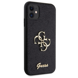 Guess Glitter Script Big 4G dėklas, skirtas iPhone 11 / Xr - juodas