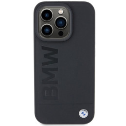 BMW Leather Hot Stamp dėklas iPhone 15 Pro - juodas