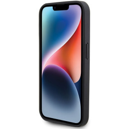 BMW Leather Hot Stamp dėklas iPhone 15 Pro - juodas