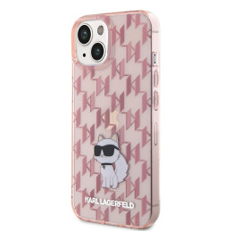 Karl Lagerfeld Monogram Choupette dėklas iPhone 15 - rožinis