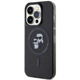 Karl Lagerfeld Karl&Choupette Glitter MagSafe dėklas iPhone 15 Pro - juodas