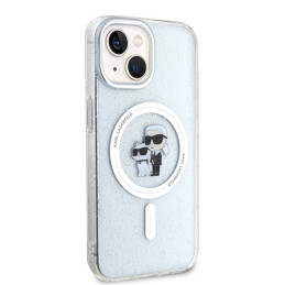Karl Lagerfeld Karl&Choupette Glitter MagSafe dėklas iPhone 15 Plus - skaidrus