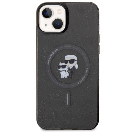 Karl Lagerfeld Karl&Choupette Glitter MagSafe dėklas iPhone 15 - juodas