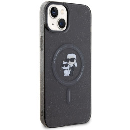 Karl Lagerfeld Karl&Choupette Glitter MagSafe dėklas iPhone 15 - juodas