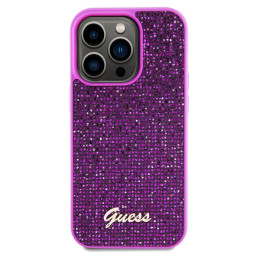 Guess Disco Metal Script dėklas, skirtas iPhone 14 Pro Max - fuksija