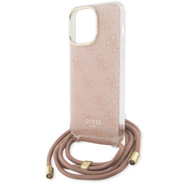 Guess Crossbody Cord 4G Print dėklas iPhone 15 Pro - rožinis