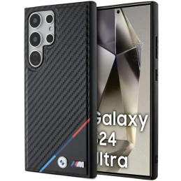 BMW Carbon Tricolor Line MagSafe dėklas Samsung Galaxy S24 Ultra - juodas