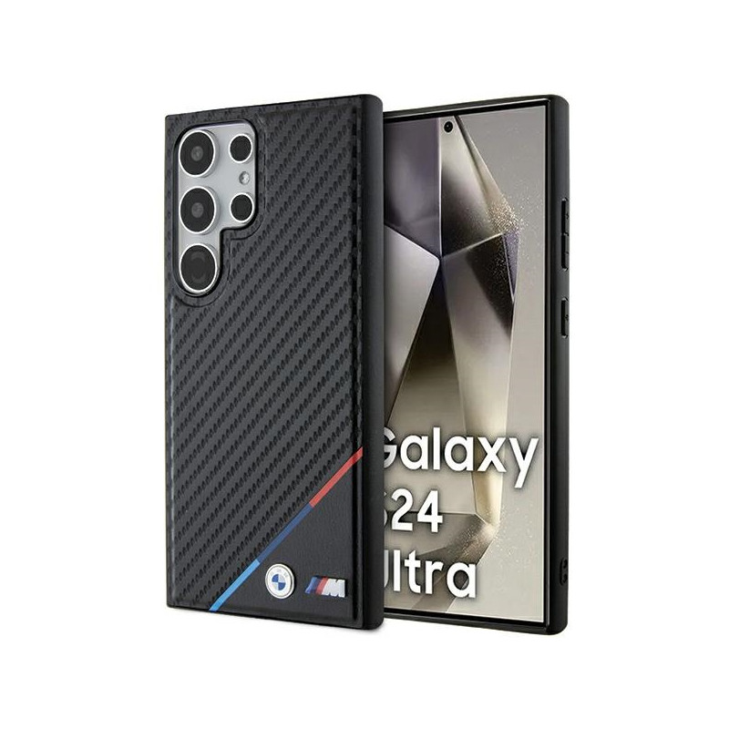 BMW Carbon Tricolor Line MagSafe dėklas Samsung Galaxy S24 Ultra - juodas