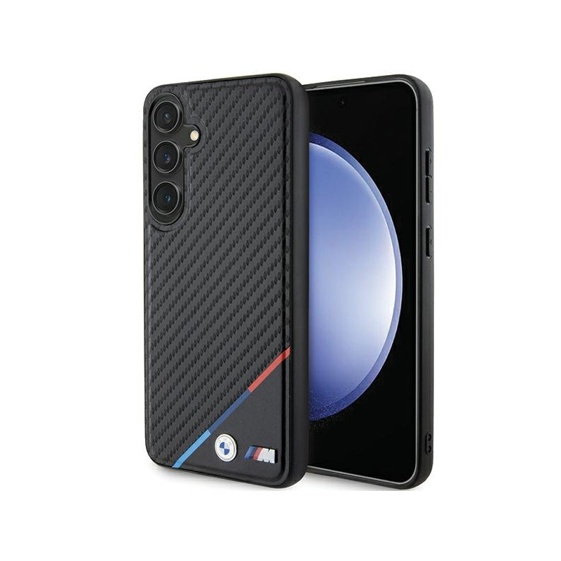 BMW Carbon Tricolor Line MagSafe dėklas Samsung Galaxy S24 - juodas