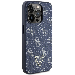 Guess 4G Triangle Metal Logo dėklas, skirtas iPhone 15 Pro - mėlynas
